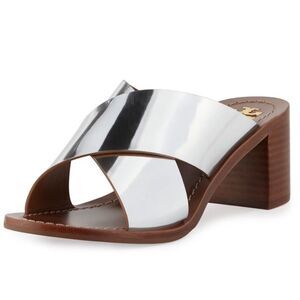 Tory Burch Montrose Criss Cross Metallic Heeled Sandals